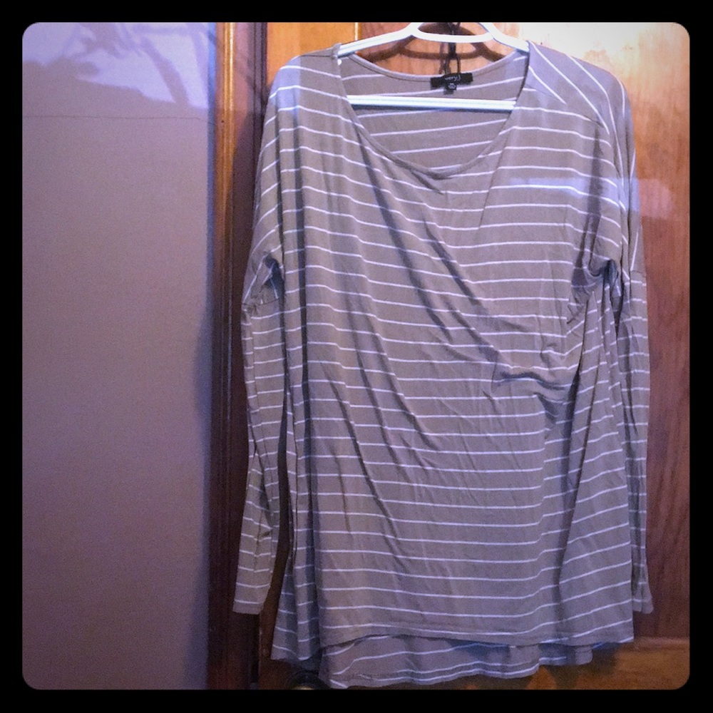Tan stripes oversized long sleeve shirt